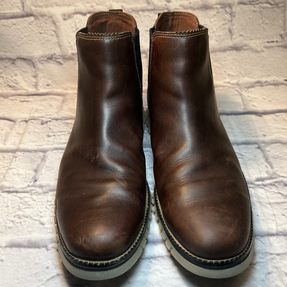 Cole Haan Boots Men's 10M ZERØGRAND Waterproof Chelsea Boot Brown Scuffs C30164 - Picture 3 of 9